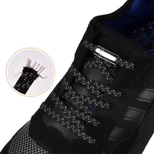 Magnetic Shoelaces Elastic Reflective Metal locking No Tie Shoelace Running At Night Leisure Sneakers Lazy laces Unisex 1 pair