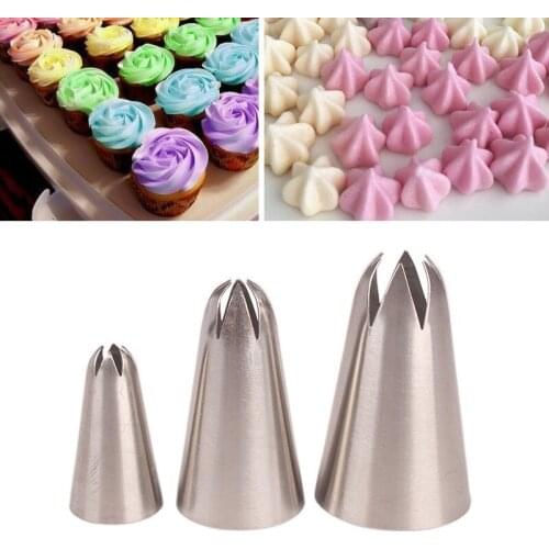 Maifu Medium Decorating Mouth Baking Cake Cream Tool 304 Stainless Steel 3-Piece Set