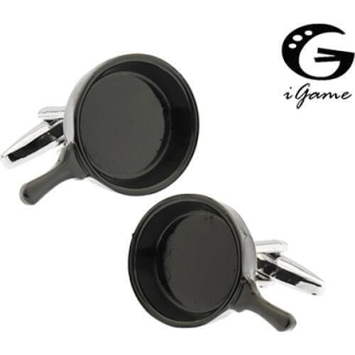 IGame Fashion Cufflinks Novelty Black Pan Design Quality Brass Material Best Gift For Men Free Shipping