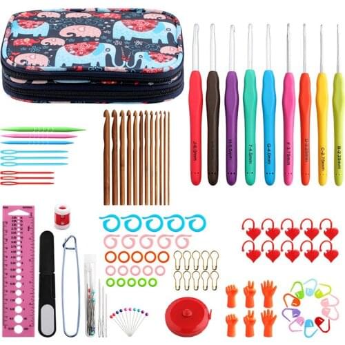 Crochet Hook Knitting Needles Set With Elephant Bag Lace Crochet Needles Knitting Needles DIY Sewing Accessories