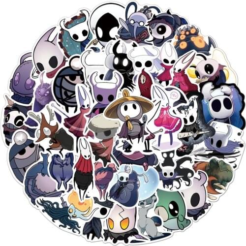19/54Pcs Classic Game Hollow Knight Stickers Action Adventure Graffiti Sticker Kids Toy For DIY Luggage Laptop Car Phone Decal