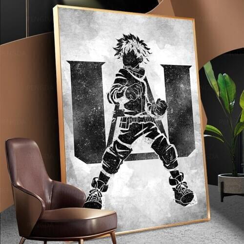 Wall Art HD Printed Pictures Black White Anime Canvas Home Decor Deku Gift Modular Paintings No Frame Cuadros For