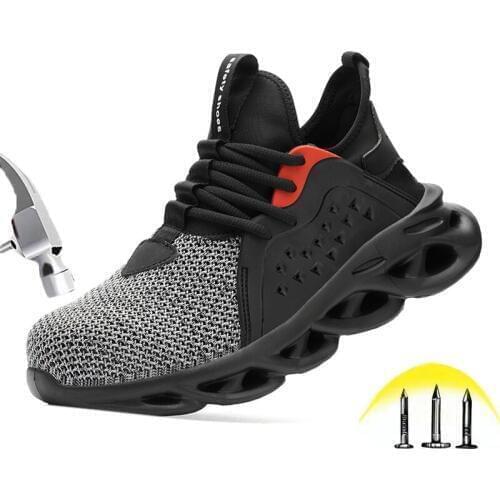 Indestructible Men Work Safety Boots Summer Casual Sneakers For Men Lightweight Puncture Proof Big Mesh Walking Shoes Plus size