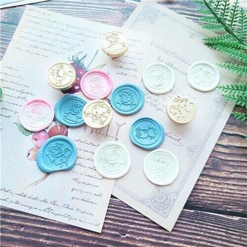 Cartoon pig Wax Seal Stamp Retro Wood Classic Sealing Wax Seal Stamp Decorative Wedding Invitation Antique Stamp