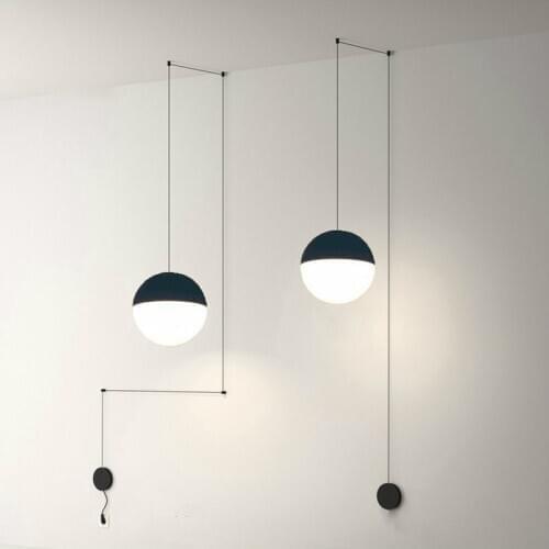 Post-modern Lines Glass Ball Led Pendant Chandelier Lamp Geometric Design Hanging Light Lustres For bedroom Bedside Light ZM1110