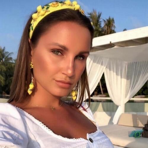 Baroque Lemon Headbands Vintage Fruit Flower Green Leaves Women Hairbands Fashion Party Headwear Head Hoop