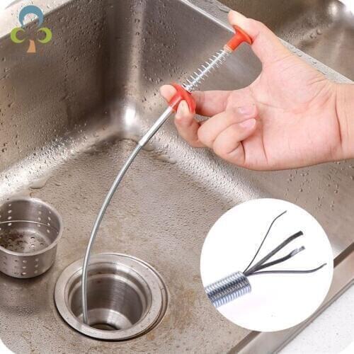 Bathroom Kitchen Spring Sewer dredging tool Bendable Sink Tub Toilet Hair Filter Pipe Clean Hook Tools LYQ