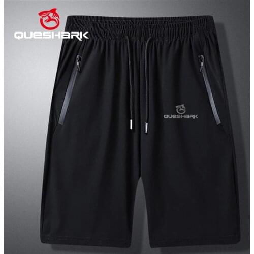 Queshark Men Summer Ice Silk Quick Dry Running Shorts Casual Workout Jogging Gym Fitness Sport Athletic Sweatpants With Pockets