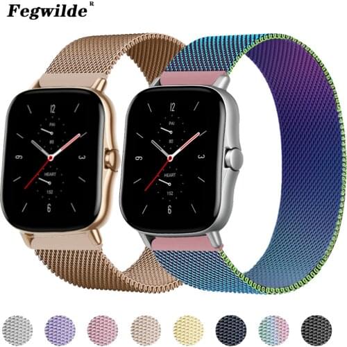 20/22mm Stainless Watchband For amazfit gtr 2/GTS/2e Mini/GTR 42/47mm/Galaxy watch Metal Watch Bracelet correa Amazfit bip strap