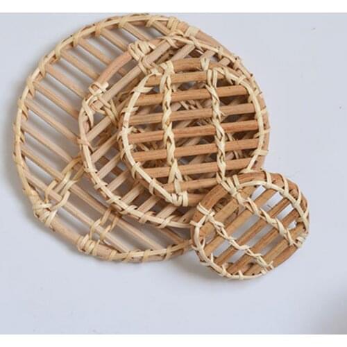 Rattan Woven Hollow Round Storage Tray Snacks Coffee Table Mat Storage Basket Sundries Container Photography Props Home Decor