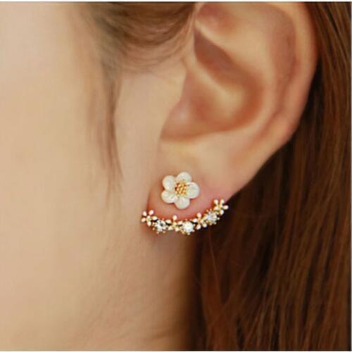 Wholesale fashion Natural stone Quartz Crystal camellia crystal stud charms earrings Jewelry making earrings Accessories A111