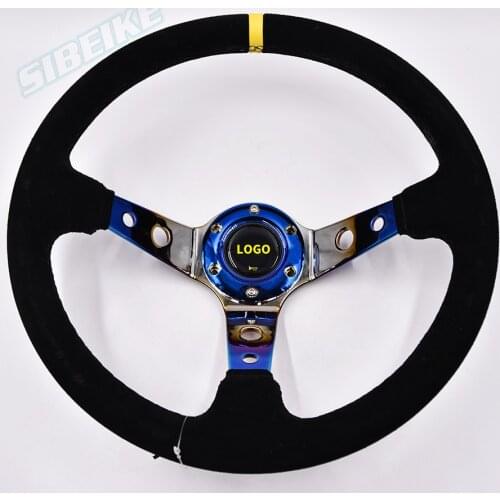 Burnt Blue Spoke Corn Drifting Suede Leather Steering wheels