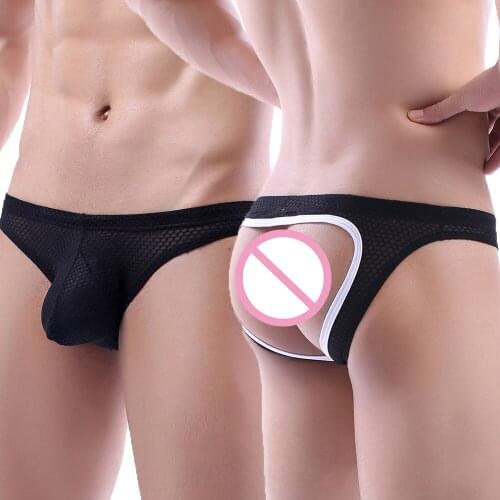 Men Thong G-string Jockstrap Sexy Mesh See Through Underwear Lingerie Open Butt Fishnet String Gay Panties Cucea Thongs Tanga