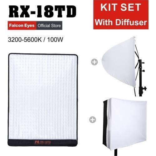 Falcon Eyes 100W Photography Lighting For Video Camera Profesional LED Light Flexible Portable Beauty Lamp RX-18TD with Diffuser