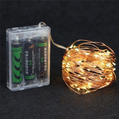 SICCSAEE 2M 5M 10M 100 Led Strings Copper Wire 3XAA Battery Operated Christmas Wedding Party Decoration LED String Fairy Lights