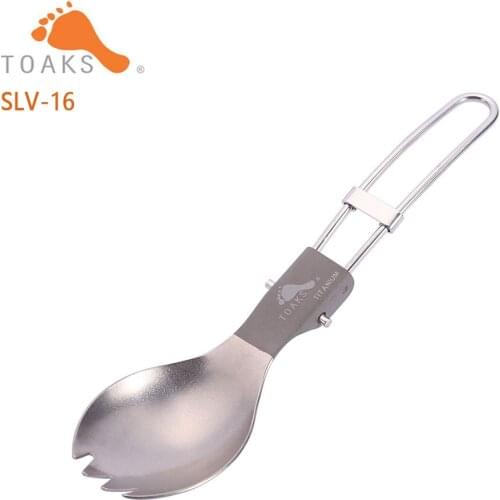 TOAKS Titanium Folding Fork Spoon Tableware Multifunctional Ultralight Outdoor Camping Picnic Titanium Tableware 18g