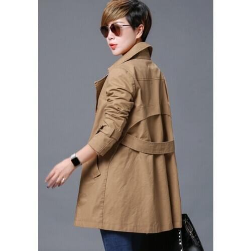 Cotton Plus Size 100% Navy Female Spring Autumn Windbreaker Women European Trench Para As Mulheres Womens Coat FYY265