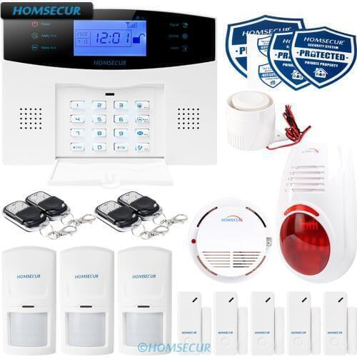 HOMSECUR Wireless&Wired GSM-2G Home House Alarm System with Red Flash Siren