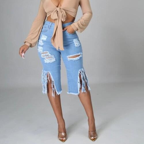 2021 Women Solid Color Short Jeans with Pockets, Slim Fit High Waist Split Ripped Denim Shorts For Shopping Dating Vacation