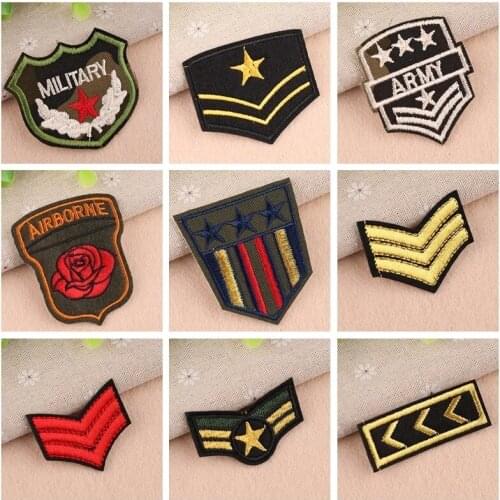 Golden lace clothing embroidery patch badges for military iron epaulets on clothes five-pointed star air force cloth stickers