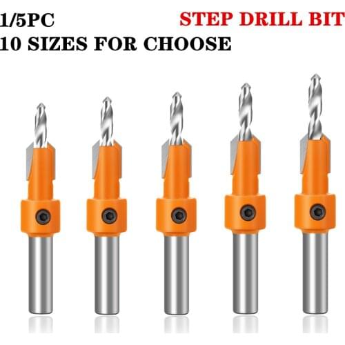 1-5pcs 8MM Shank Step Drill Bit Woodworking Alloy Drill Countersunk Drill Bit Tungsten Carbide Dia.2.8-4mm Drill Bit Screw