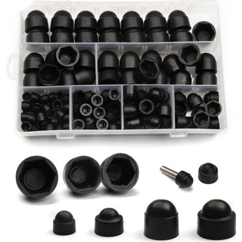 145PCS/Set Bolt Covers Screw Caps Assortment Plastic Nut kits with Storage Box Rubber Insert Locknut for Matching Screws Bolt
