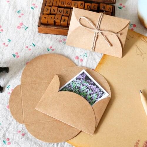 20pcs Mini Greeting Cards Kraft Paper Envelopes Packaging For DIY Party Weeding Birthday Gift Packaging Box
