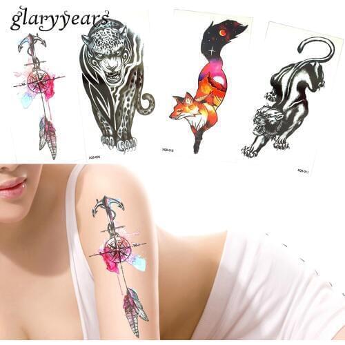 20 Designs 1 Piece Temporary Flower Arm Tattoo Sticker Fox Dreamcatcher Leopard Design Fake for Women Men Makeup Tattoo Body XQB