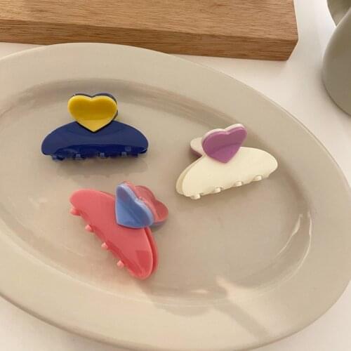2021 geometric love temperament acetic acid love clip female curly hair ponytail hair clip hair accessories Hair Claws clip