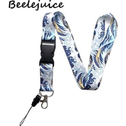 24pcs Kanagawa Hokusai Waves Lanyard Badge ID Mobile Phone Rope Key Lanyard Neck Straps Accessories webbings ribbons