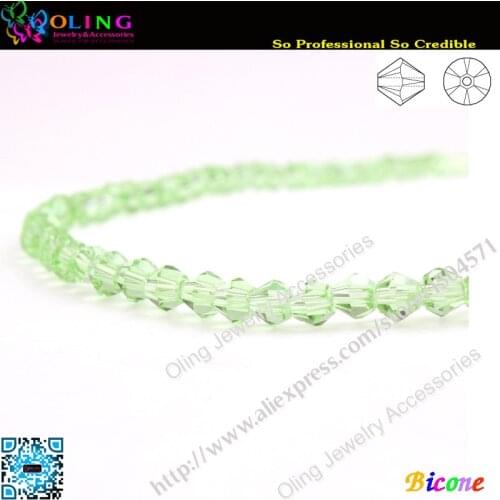 288pcs/Lot AAA Top Quality 5301 Bicone Beads 6mm Peridot Crystal Bead Loose Spacer Beads fit DIY Jewelry Making