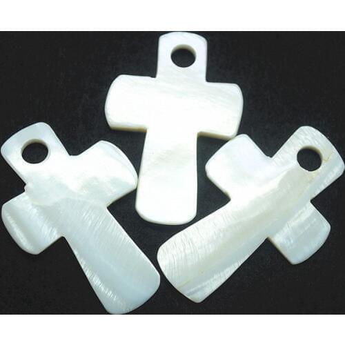 1PC cross shell pendants white colors freshwater shell mother of pearl size 56x35mm for women necklace making accesso