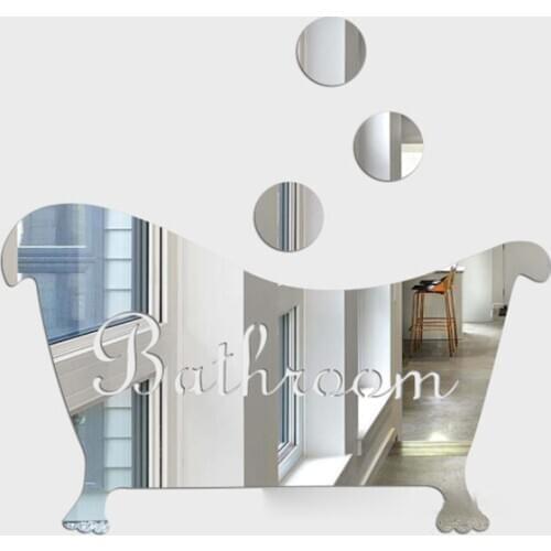 3D Bathroom Mirror Sticker Funny Door Entrance Sign Home Bathroom Acrylic DIY Wall Sticker Decals Home Decoration