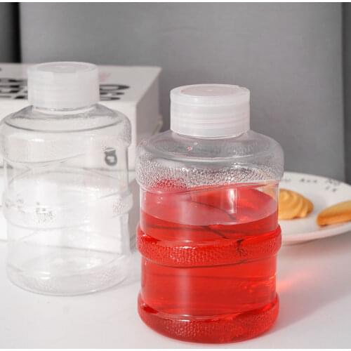 4Pcs Disposable Plastic Water Jugs for Sports Outdoor with Pull Ring Cover Mini Bucket Bottle Disposable Juice Coffee Tea Bottle