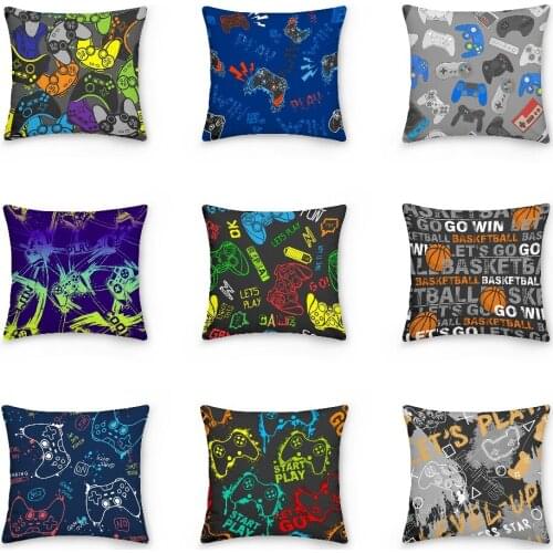 45x45cm Game Controller Pillowcase Gamer Favor Bedroom Sofa Pillow Cover Fashion Car Office Cushion Cover Decorative