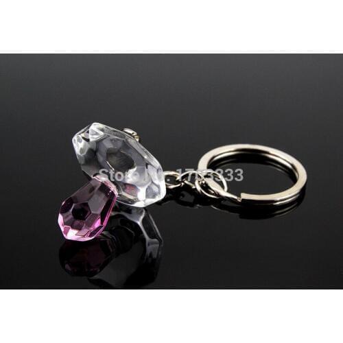 50Pcs Free Shipping Wholesale Baby Shower Gifts For Guests Nipple Pink Boy Girl Crystal Baby Shower Favors with Gift Box