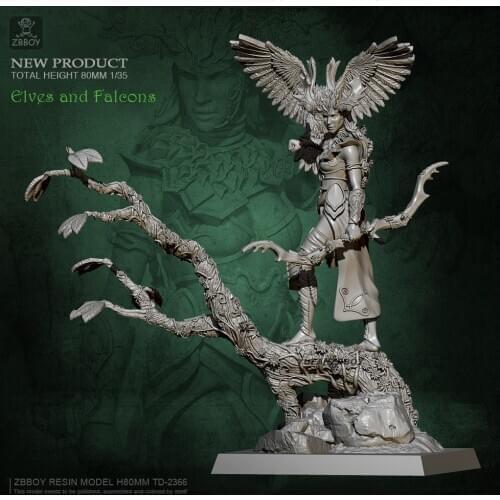 80mm Resin moeld Kits Eagle Huntress figure self-assembled TD-2366