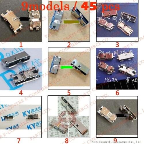 9models 45pcs 10pin Micro usb 3.0 connector type B connector for repair mobile / Tablet PC / MP3 4 / MP5 / Mobile hard disk