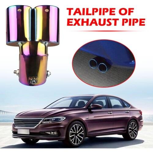 Car Tailpipe Mufflers Exhaust Tip Bolt-on Bent Stainless Steel Dual Exhaust Pipe Tip Tailpipe Muffler Cover 2.5 Inch ID Inlet