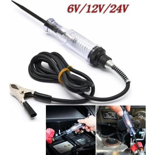 Car Voltage Circuit Tester 6V/12V/24V DC System Probe Continuity Auto Voltage Test Long Probe Pen Light Bulb Automobile Repair