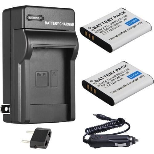 Battery (2-Pack) + Charger for Casio Exilim EX-TR10, EX-TR15, EX-TR35, EX-TR50, EX-TR60, EX-TR70, GZE-1, GZE-1BK Digital Camera