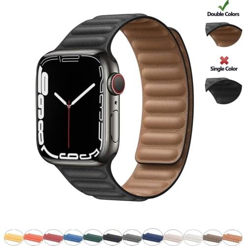 Link bracelet for apple watch series SE/6/5/4/3/2 iwatch band 44mm 40mm 42mm 38mm Magnetic leather Loop bracelet Original 1:1