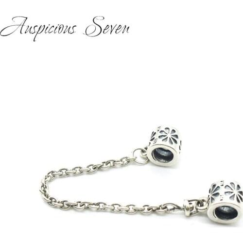 100% 925 Sterling Silver Screw Lock Safety Chain Charm Beads, DIY Thread Jewelry Fits European Pandora Bracelet Necklace