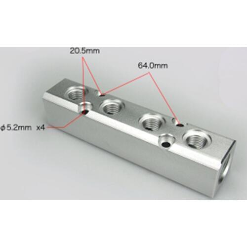 G1/2" In G1/4" Out 4 Way 6 Ports 30x30mm Quick Connect Air Hose Pneumatic Aluminum Manifold Block Splitter