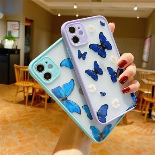 Daisy butterfily phone case for iPhone SE 2020 7 8 Plus X XS bumper for protecting camera soft clear TPU case for iPhone 11pro