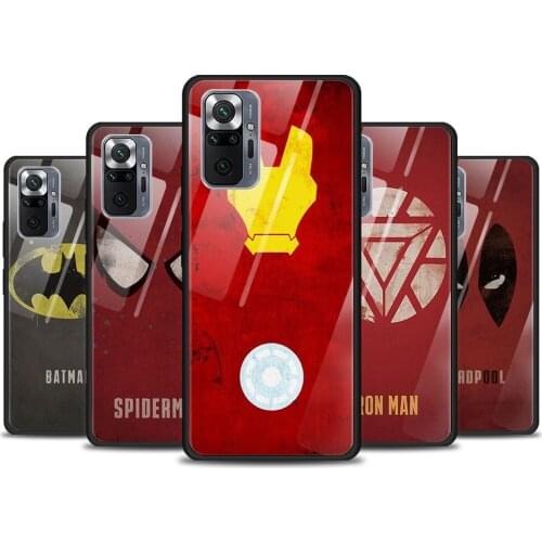 Avenger Marvel Superhero Logo Tempered Glass Cover For Xiaomi Redmi Note 10 10S 9 9T 9S 8T 8 9A 9C 8A 7 Pro Max Phone Case
