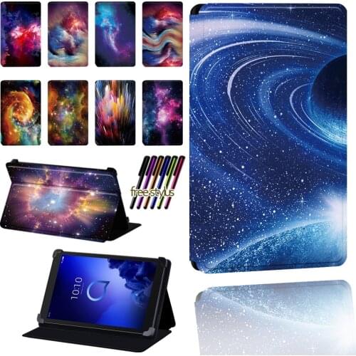 Space Pattern Tablet Case for Alcatel 1T 7 10/3T 8 10/A3 10 Tablet Leather Foldable Anti-fall Protective Case Cover