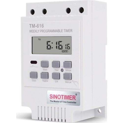 For SINOTIMER TM616B-2 30A 220V Electronic Weekly Programmable Digital TIME SWITCH Relay Timer Control Timer Din Rail Mount