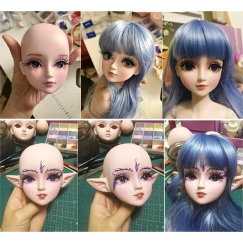 Doll Head Face Mold 1/3 BJD Body Parts DIY Cosplay Makeup - The Head Cover Can be Unscrewed, Can Change Eyes, Facial Makeup
