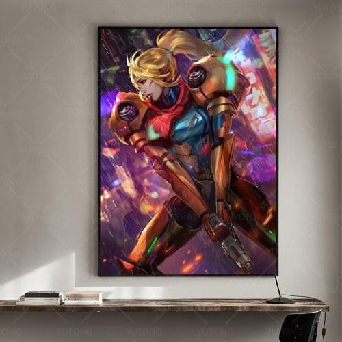 Samus Aran Metroid Video Games Posters and Prints Living Room Art Silk Paintings Wall Decor Home Pictures Bedroom Decoration
